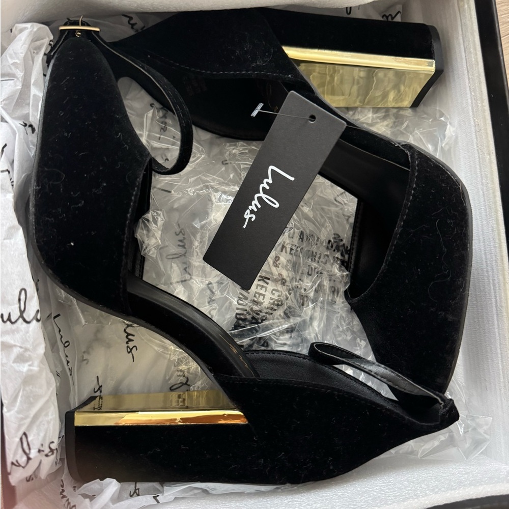 Lulu's Black Velvet Ankle Strap Heels - Picture 8 of 8